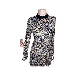 Forever 21 Women's Leopard Print Mini Dress in Tan and navy blue| Size : Large